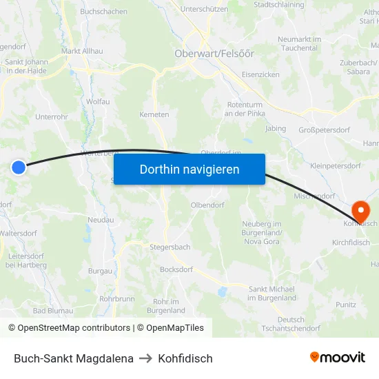 Buch-Sankt Magdalena to Kohfidisch map