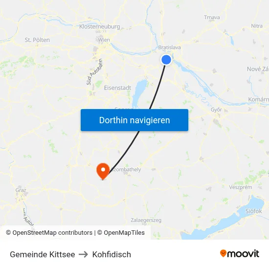 Gemeinde Kittsee to Kohfidisch map