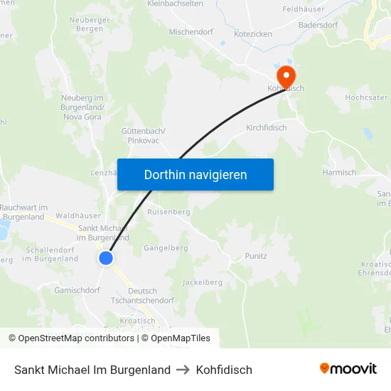 Sankt Michael Im Burgenland to Kohfidisch map