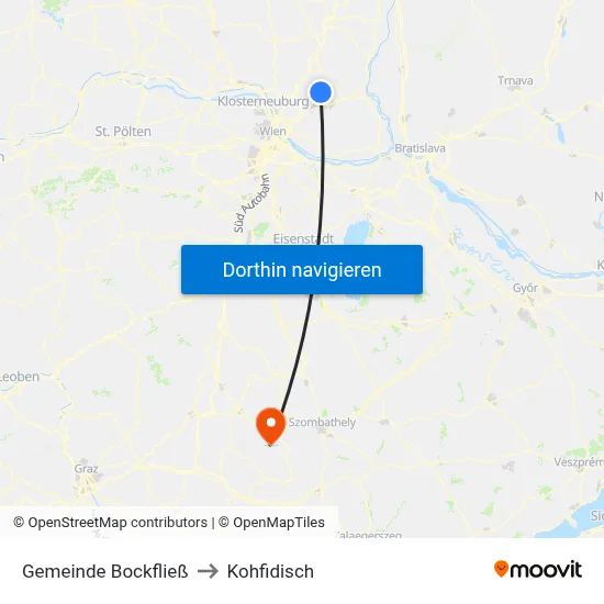 Gemeinde Bockfließ to Kohfidisch map