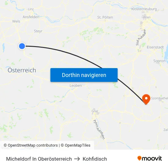 Micheldorf In Oberösterreich to Kohfidisch map