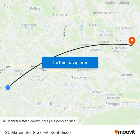 St. Marein Bei Graz to Kohfidisch map