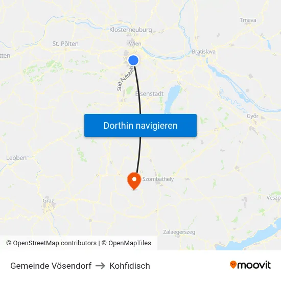 Gemeinde Vösendorf to Kohfidisch map