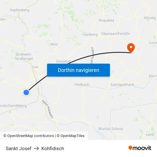 Sankt Josef to Kohfidisch map