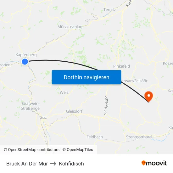 Bruck An Der Mur to Kohfidisch map