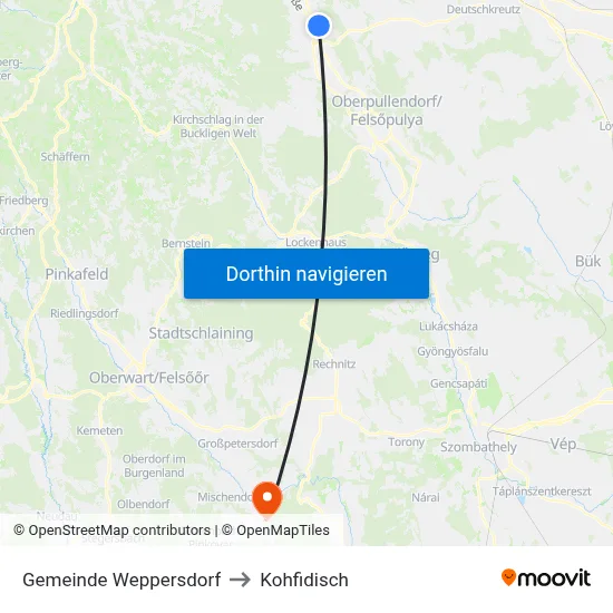 Gemeinde Weppersdorf to Kohfidisch map