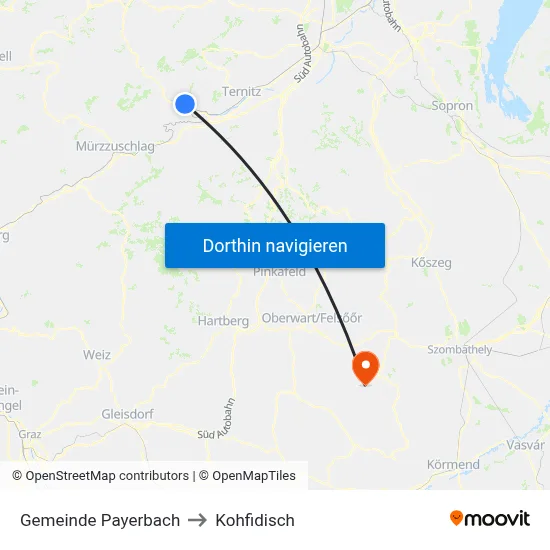Gemeinde Payerbach to Kohfidisch map