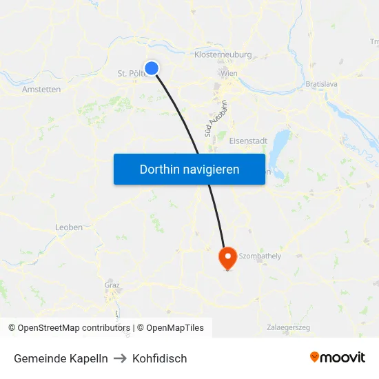 Gemeinde Kapelln to Kohfidisch map
