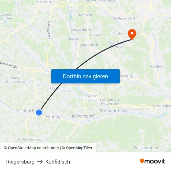 Riegersburg to Kohfidisch map