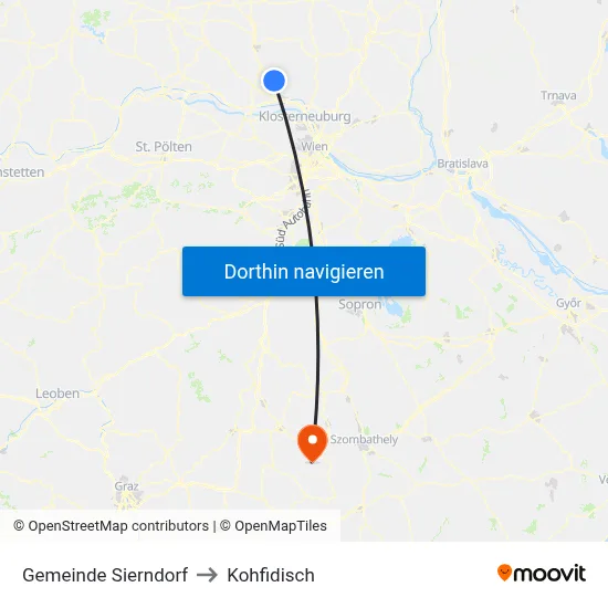Gemeinde Sierndorf to Kohfidisch map