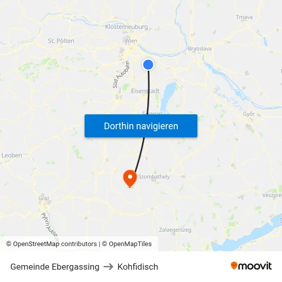 Gemeinde Ebergassing to Kohfidisch map