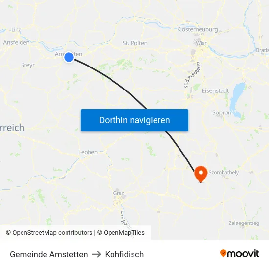 Gemeinde Amstetten to Kohfidisch map
