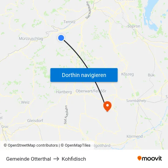 Gemeinde Otterthal to Kohfidisch map