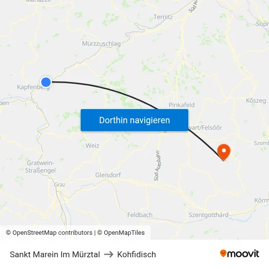 Sankt Marein Im Mürztal to Kohfidisch map