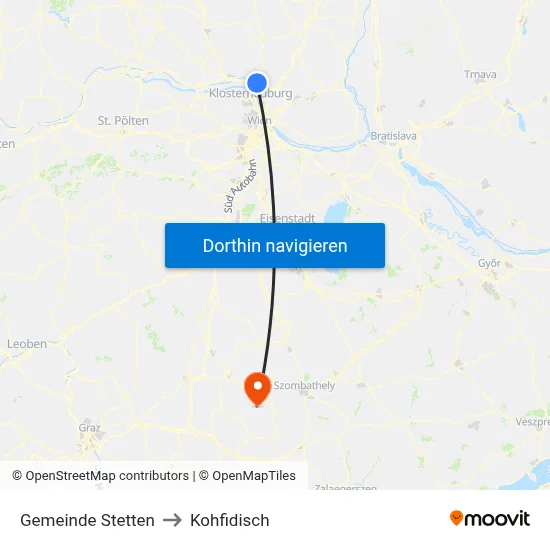 Gemeinde Stetten to Kohfidisch map