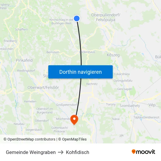 Gemeinde Weingraben to Kohfidisch map