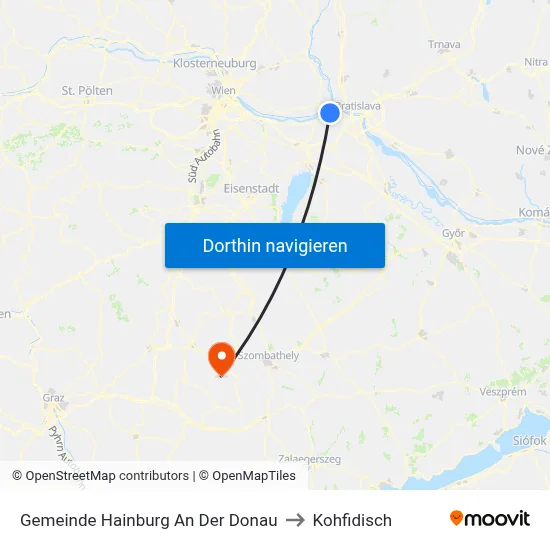 Gemeinde Hainburg An Der Donau to Kohfidisch map