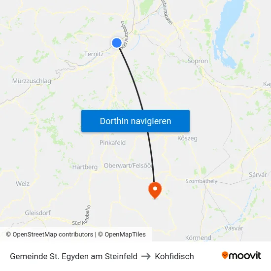 Gemeinde St. Egyden am Steinfeld to Kohfidisch map