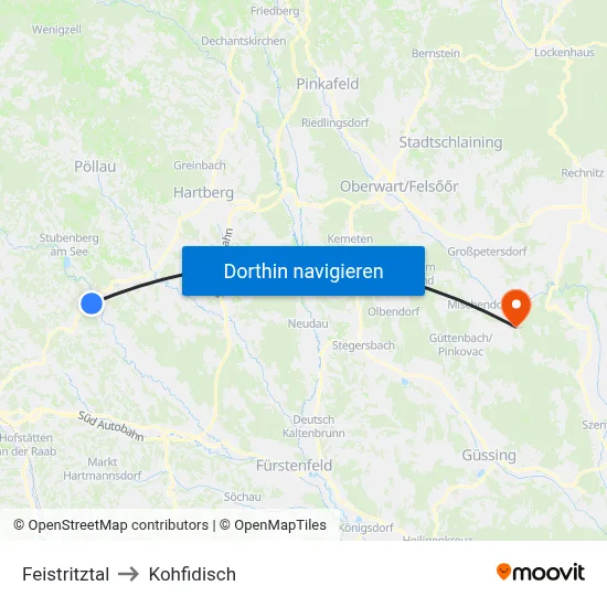 Feistritztal to Kohfidisch map