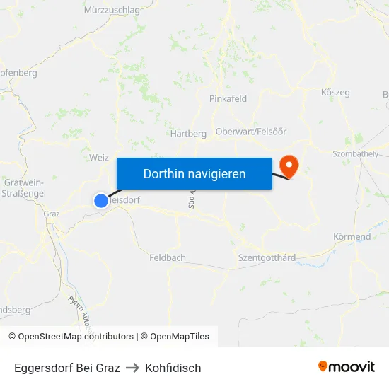 Eggersdorf Bei Graz to Kohfidisch map