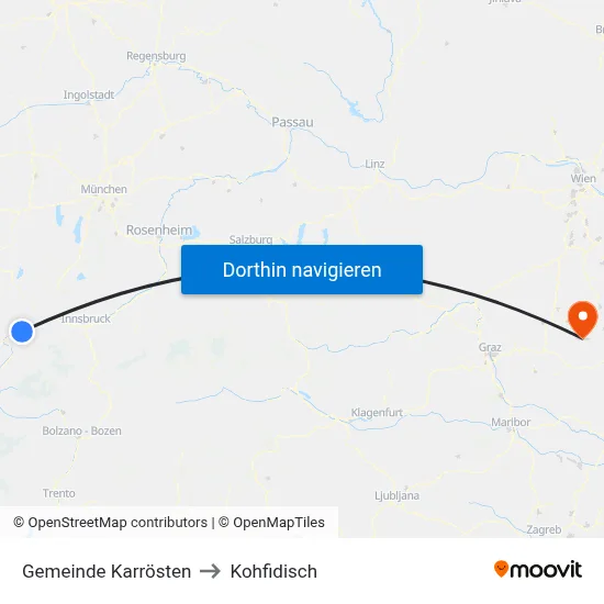 Gemeinde Karrösten to Kohfidisch map