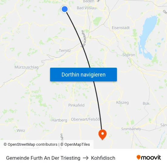 Gemeinde Furth An Der Triesting to Kohfidisch map