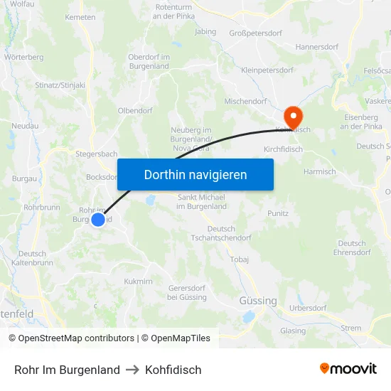Rohr Im Burgenland to Kohfidisch map