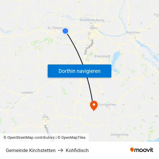 Gemeinde Kirchstetten to Kohfidisch map