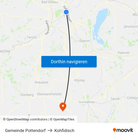 Gemeinde Pottendorf to Kohfidisch map