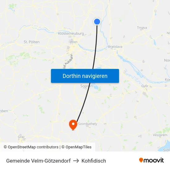 Gemeinde Velm-Götzendorf to Kohfidisch map