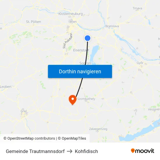 Gemeinde Trautmannsdorf to Kohfidisch map