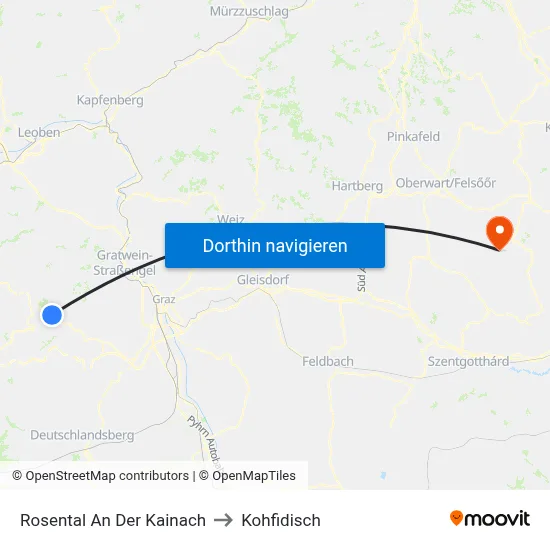 Rosental An Der Kainach to Kohfidisch map