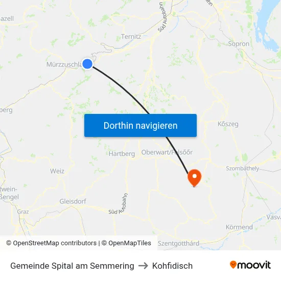 Gemeinde Spital am Semmering to Kohfidisch map
