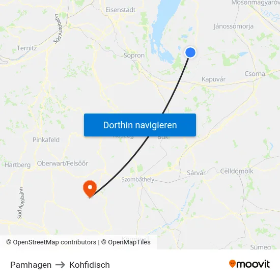 Pamhagen to Kohfidisch map
