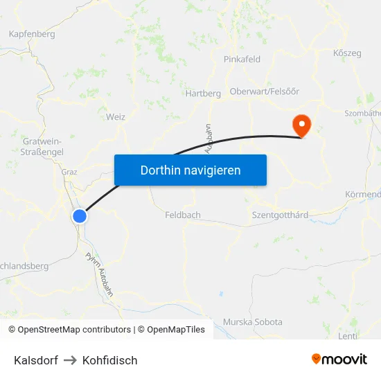 Kalsdorf to Kohfidisch map
