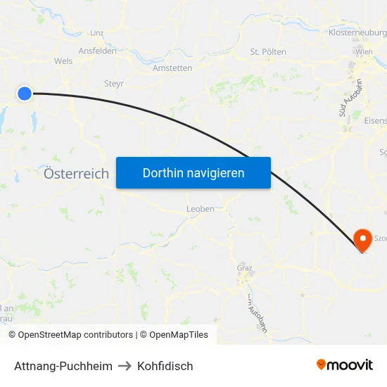 Attnang-Puchheim to Kohfidisch map