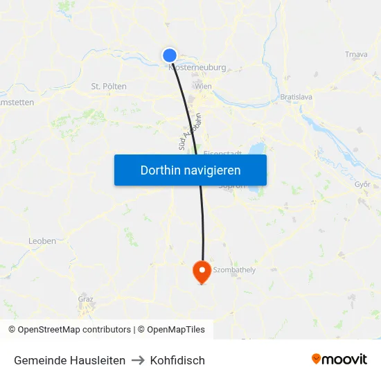 Gemeinde Hausleiten to Kohfidisch map