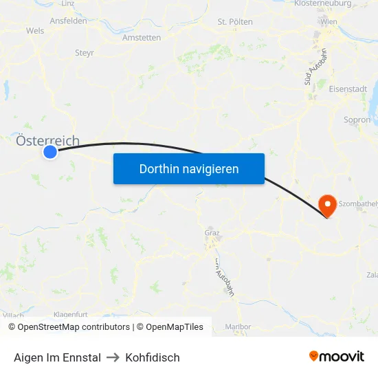 Aigen Im Ennstal to Kohfidisch map