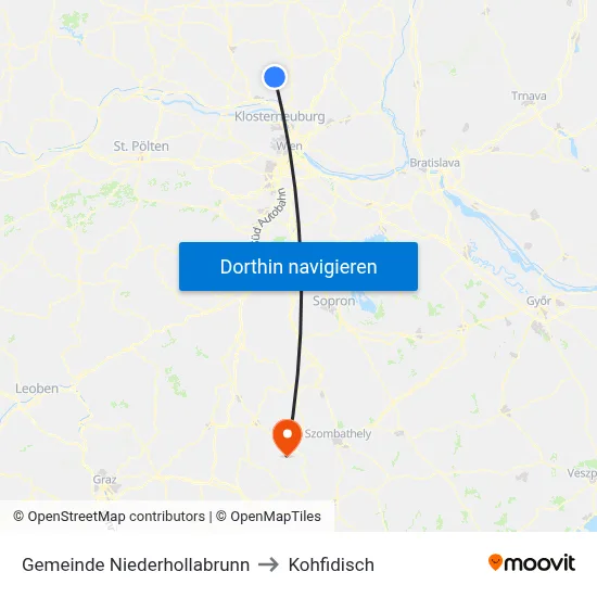 Gemeinde Niederhollabrunn to Kohfidisch map