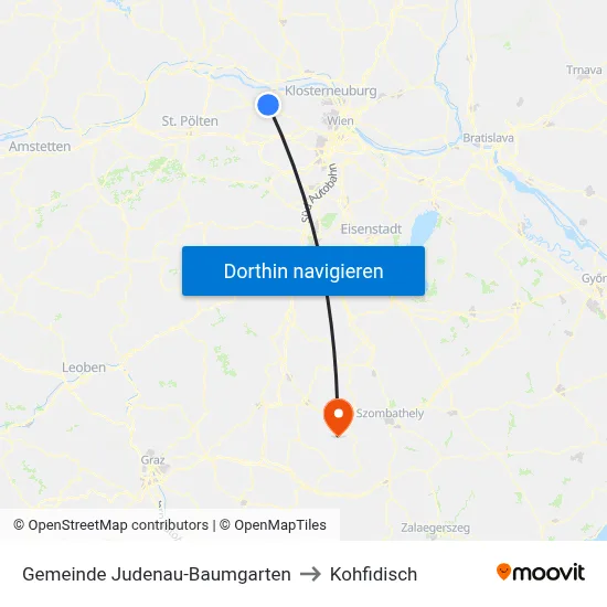 Gemeinde Judenau-Baumgarten to Kohfidisch map