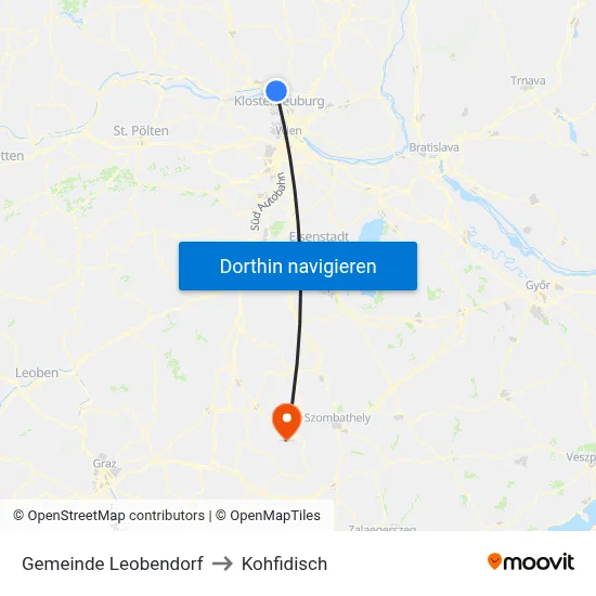 Gemeinde Leobendorf to Kohfidisch map