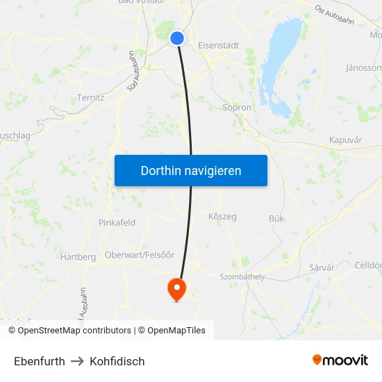 Ebenfurth to Kohfidisch map