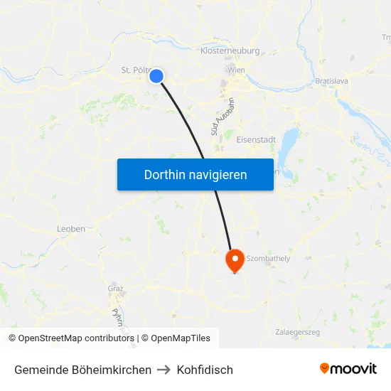 Gemeinde Böheimkirchen to Kohfidisch map