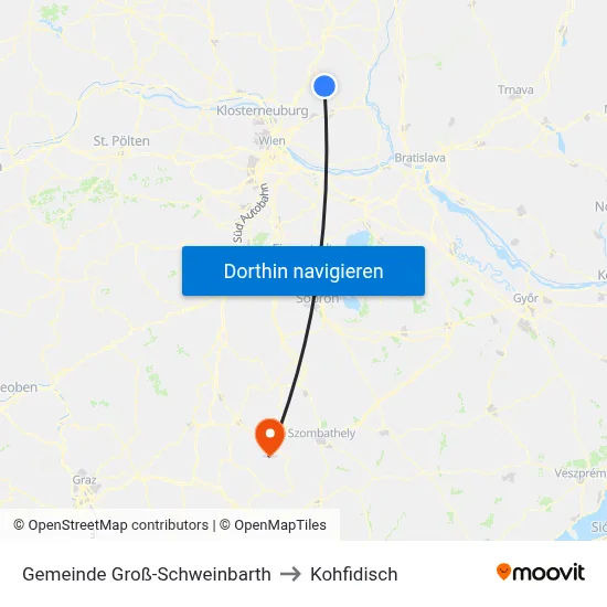 Gemeinde Groß-Schweinbarth to Kohfidisch map
