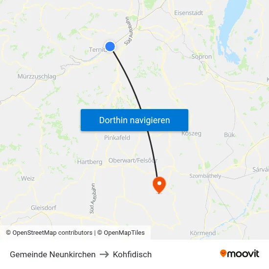 Gemeinde Neunkirchen to Kohfidisch map