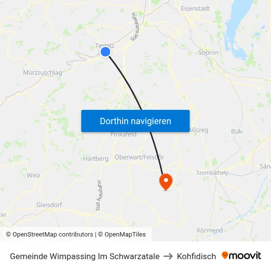 Gemeinde Wimpassing Im Schwarzatale to Kohfidisch map