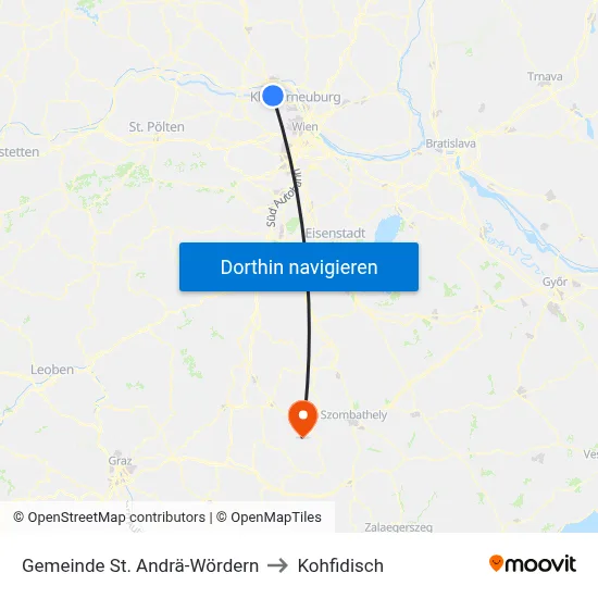 Gemeinde St. Andrä-Wördern to Kohfidisch map