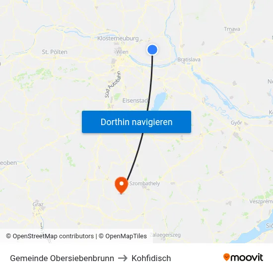 Gemeinde Obersiebenbrunn to Kohfidisch map