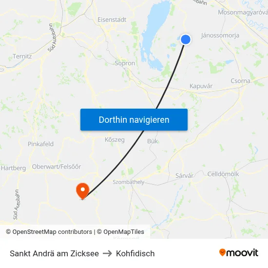 Sankt Andrä am Zicksee to Kohfidisch map