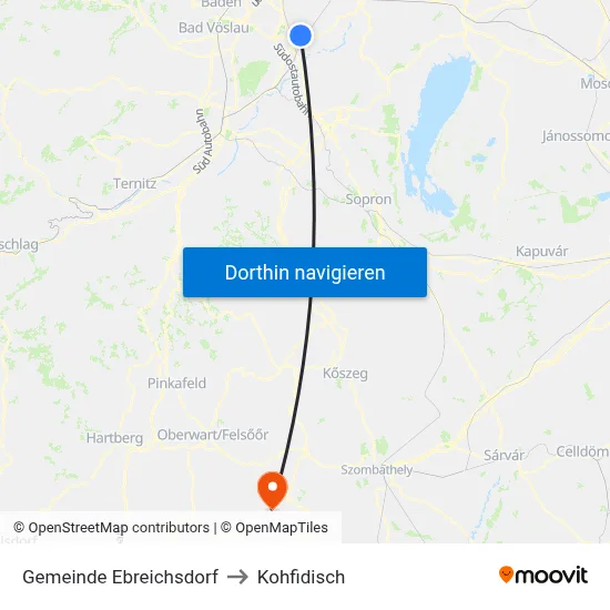 Gemeinde Ebreichsdorf to Kohfidisch map